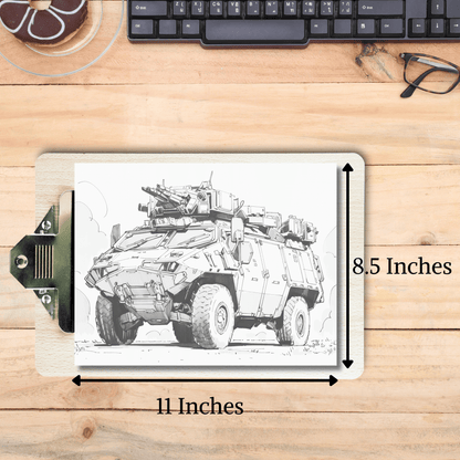 Armored Vehicle Coloring Book, Detailed Trucks and Military Vehicles