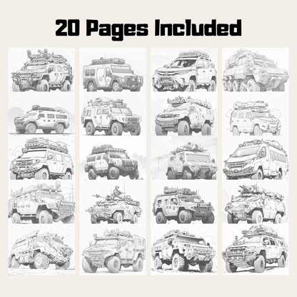 Armored Vehicle Coloring Book, Detailed Trucks and Military Vehicles