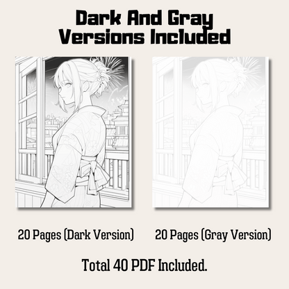 Atami Fireworks Festival Coloring Book 1: Atami Fireworks Festival Dark And Gray Versions Demo