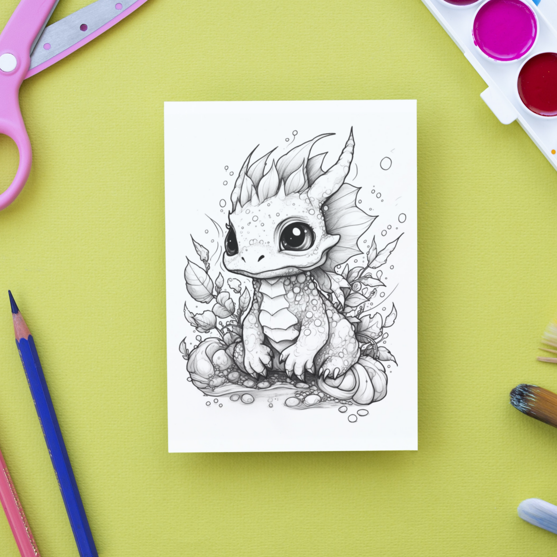 Baby Dragon Coloring Book 1: Cute Baby Dragon Print Out Demo