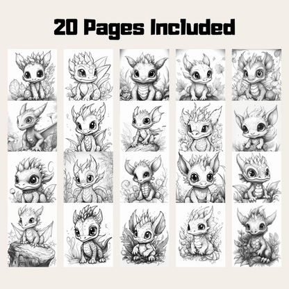 Baby Dragon Coloring Book 1: Cute Baby Dragons 20 Pages Included