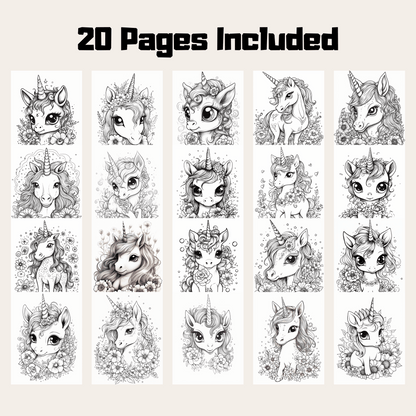 Baby Fantasy Unicorns Coloring Book 1: Cute Baby Unicorns 20 Pages Included