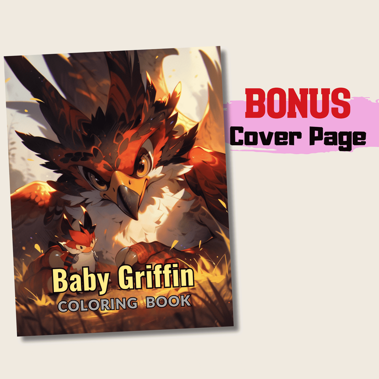 Baby Griffin Coloring Book 1: Cute Baby Griffin Cover Page