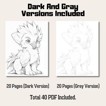 Baby Griffin Coloring Book 1: Cute Baby Griffin Dark And Gray Versions Demo