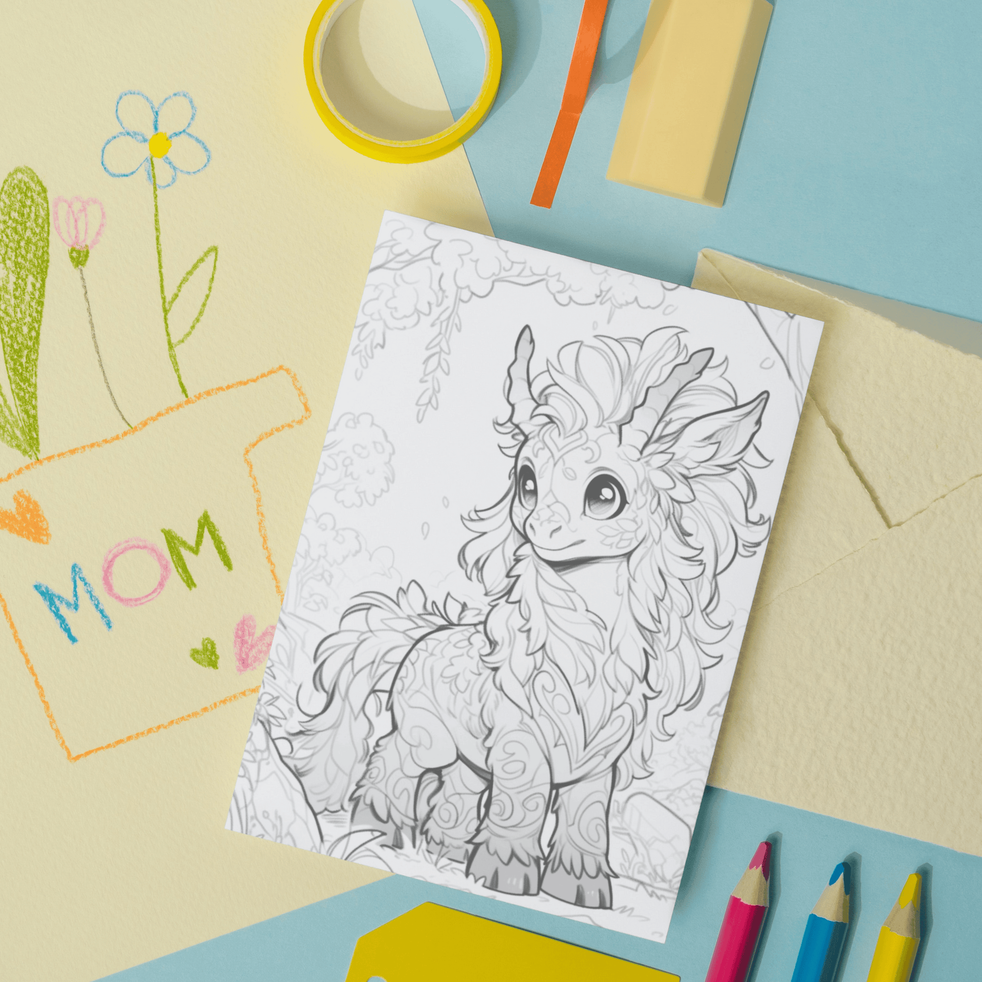 Baby Kirin Coloring Book 1: Cute Baby Kirin Print Out Demo