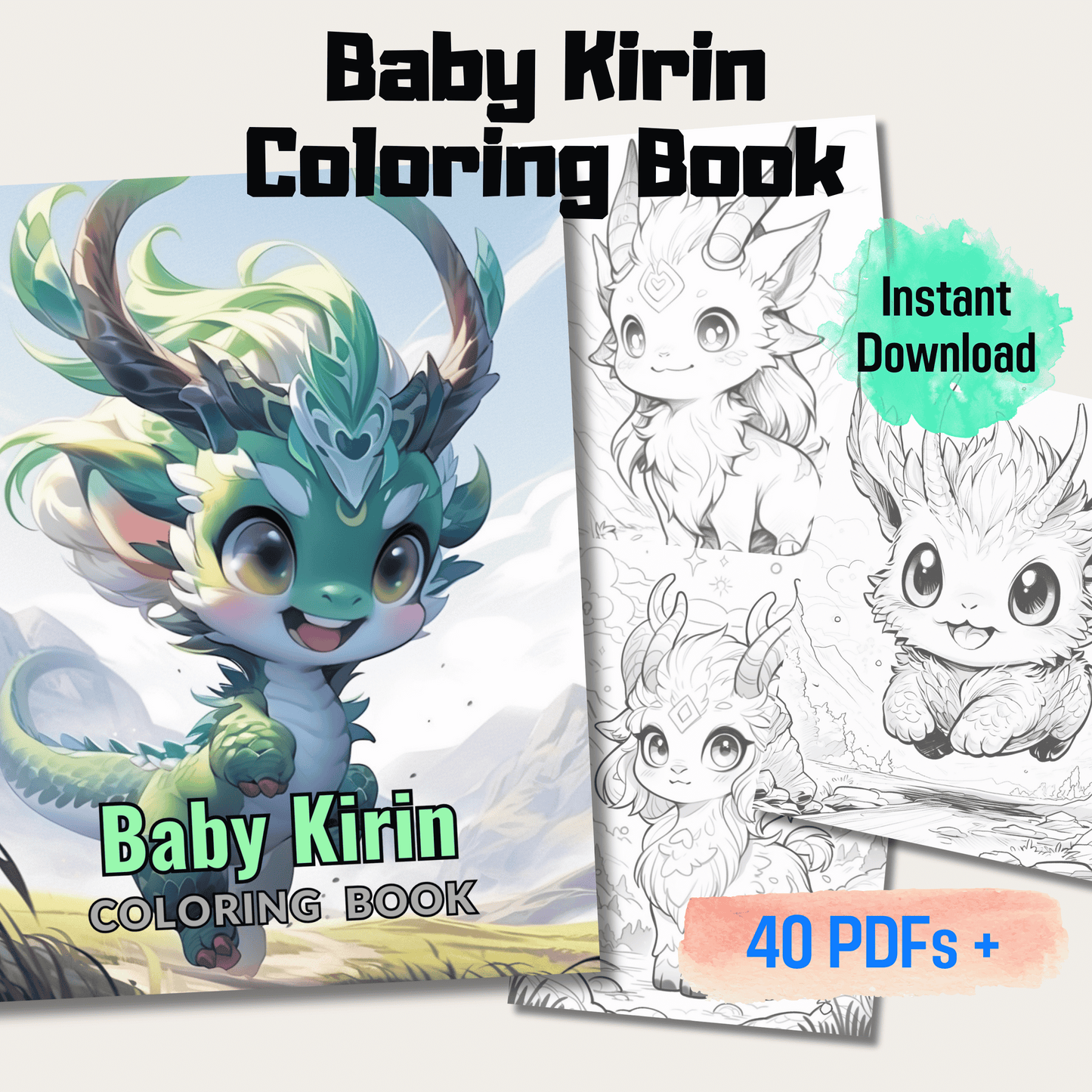 Baby Kirin Coloring Book 1: Cute Baby Kirin