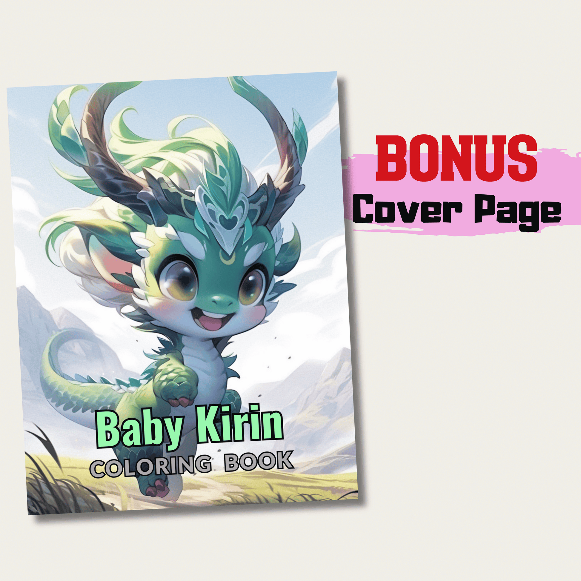 Baby Kirin Coloring Book 1: Cute Baby Kirin Cover Page