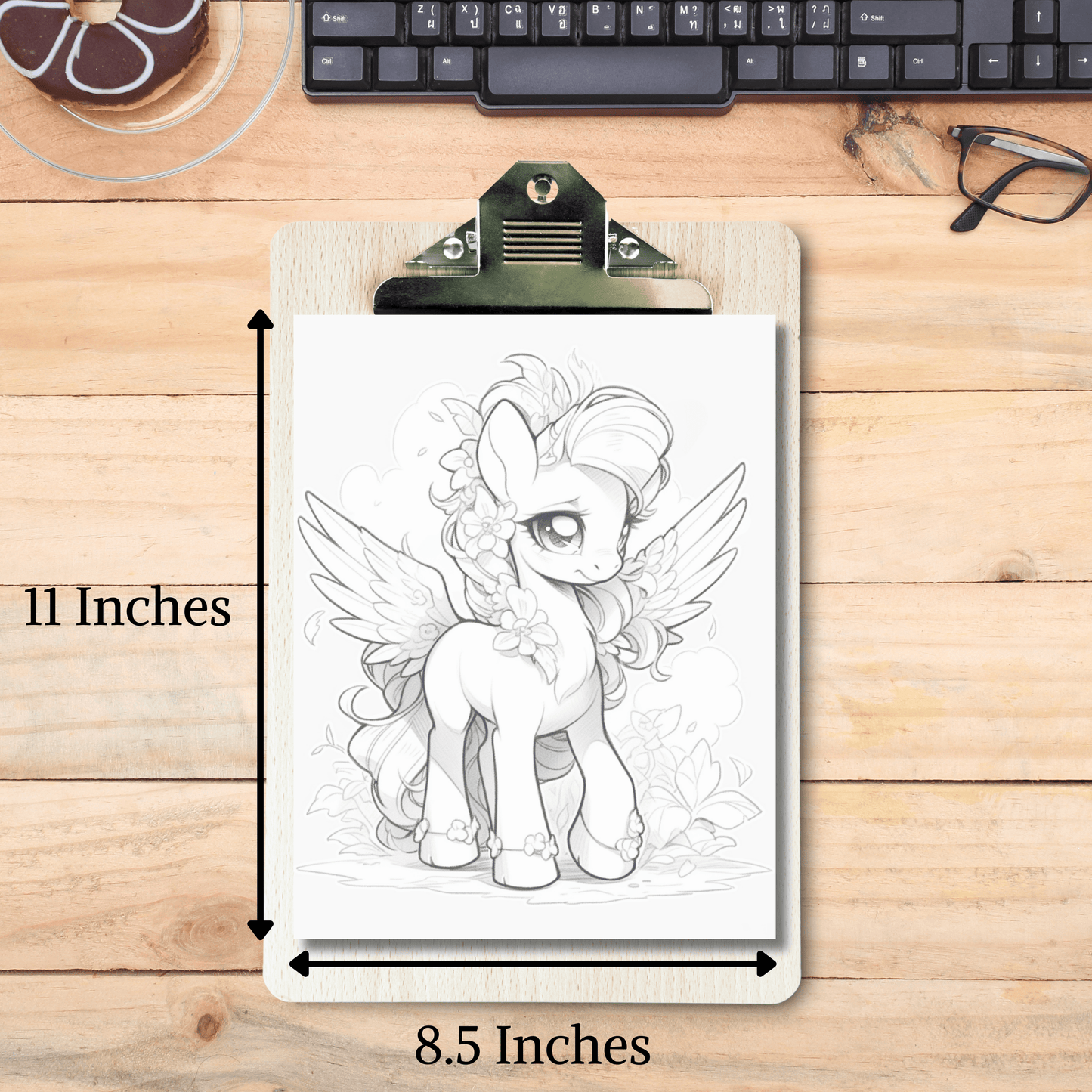 Baby Pegasus Coloring Book 1: Cute Baby Pegasus Print Out Size Demo