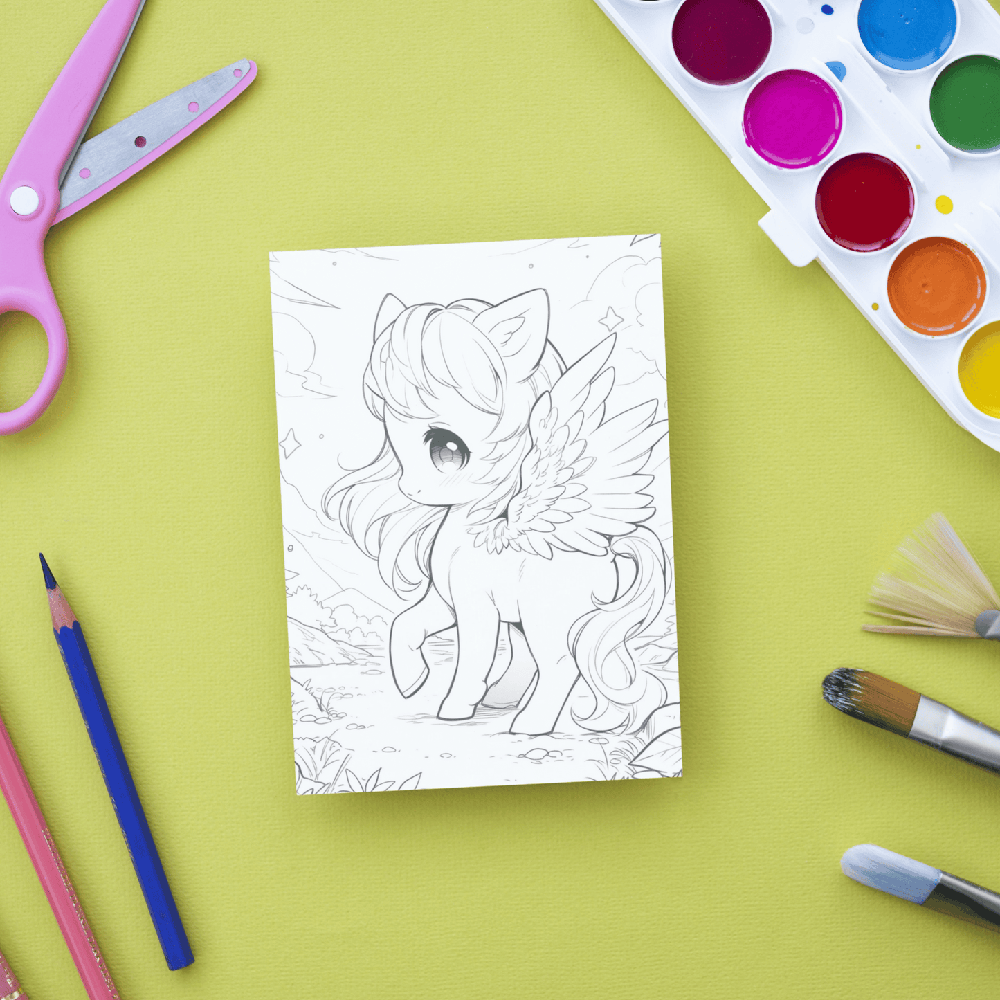 Baby Pegasus Coloring Book 1: Cute Baby Pegasus Print Out Demo