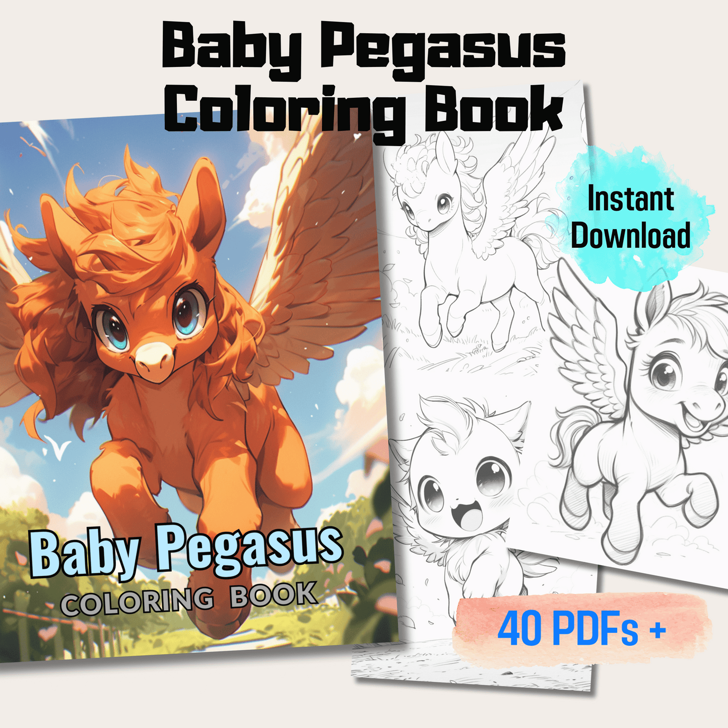 Baby Pegasus Coloring Book 1: Cute Baby Pegasus