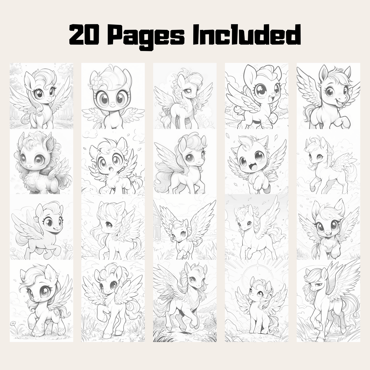 Baby Pegasus Coloring Book 1: Cute Baby Pegasus 20 Pages Included