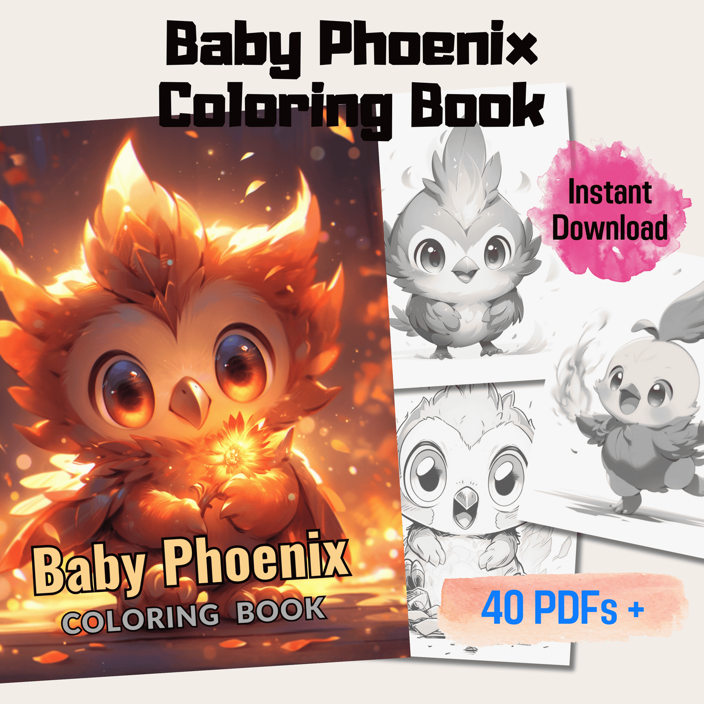 Baby Phoenix Coloring Book 1: Cute Baby Phoenixes