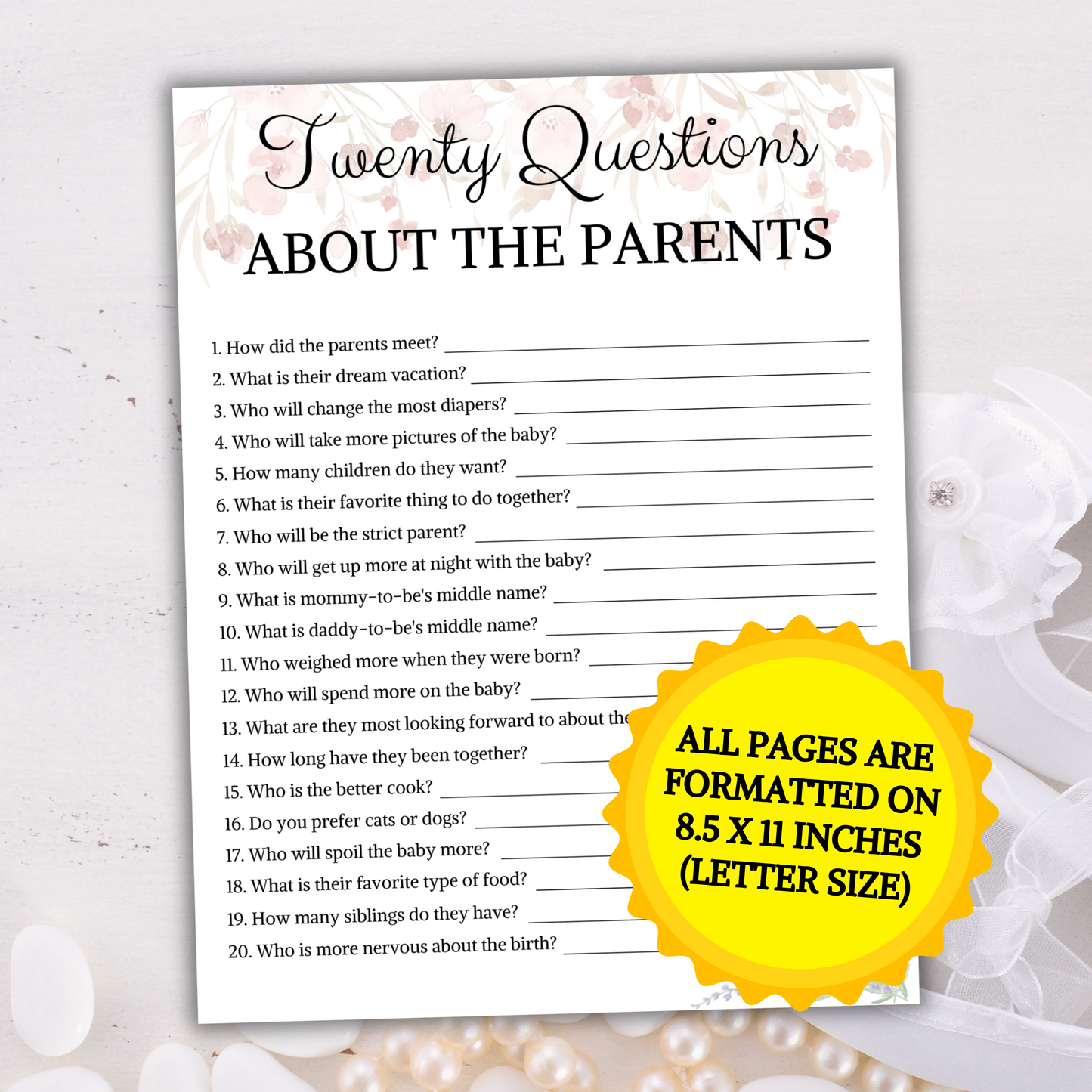 Baby Shower 20 Questions About The Parents | How Well Do You Know the Parents