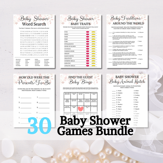 Baby Shower 30 Party Games | BEST PRICE Baby Shower Game Bundle