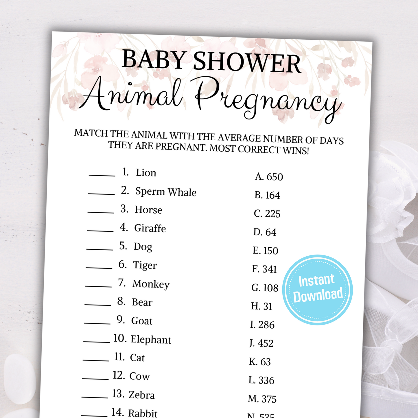 Baby Shower Animal Pregnancy Game | Animal Gestation Games