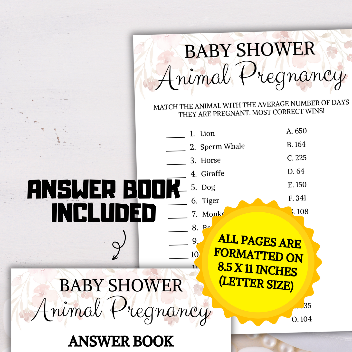 Baby Shower Animal Pregnancy Game | Animal Gestation Games