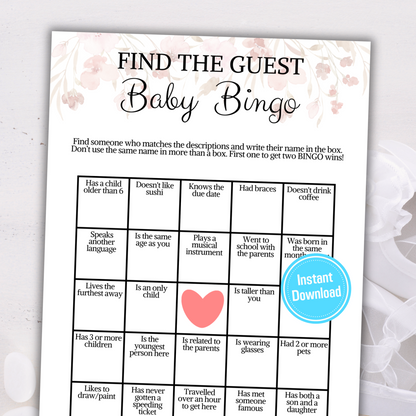 Baby Shower Baby Bingo Game | Find the Guest