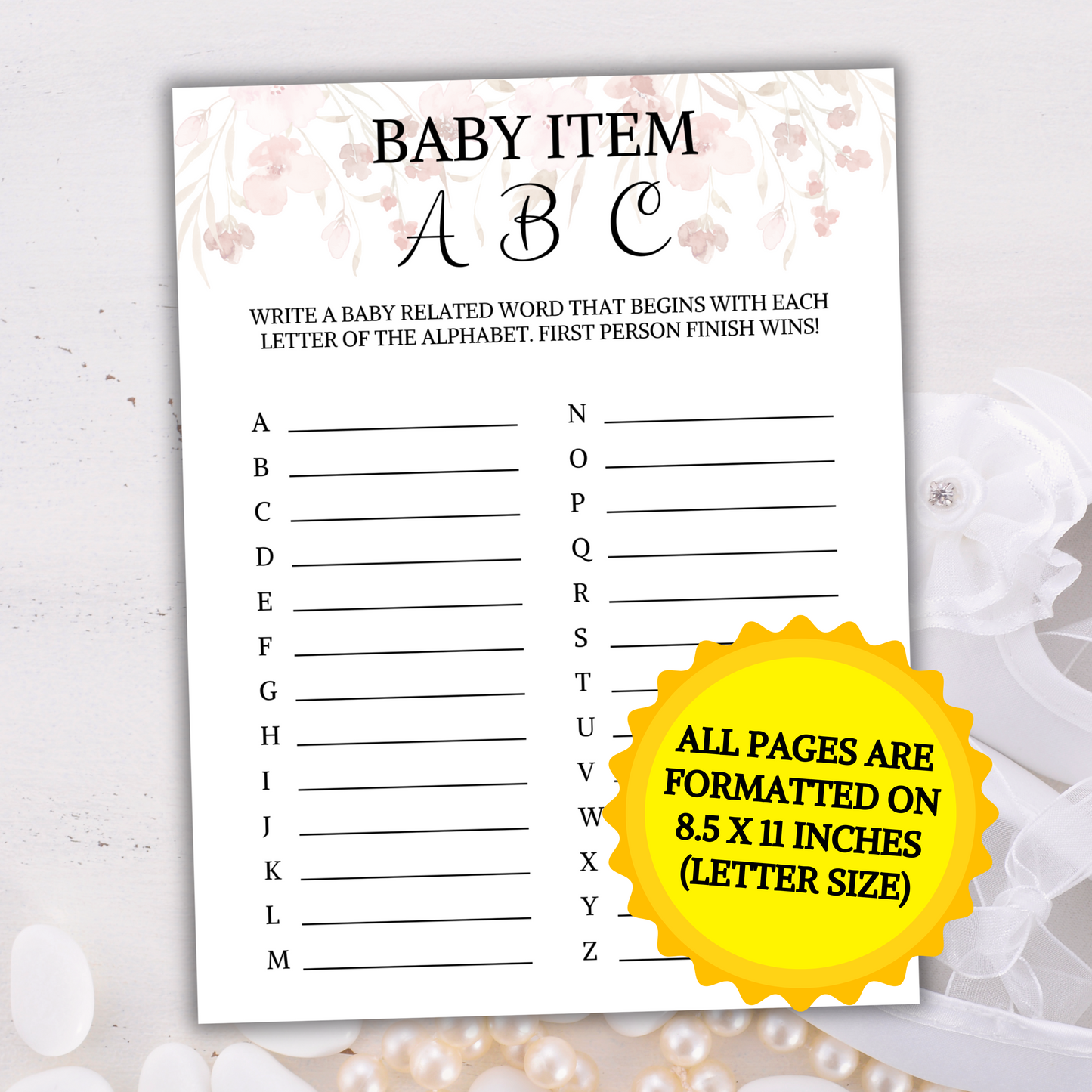 Baby Shower Baby Item ABC Game | Baby Items Game