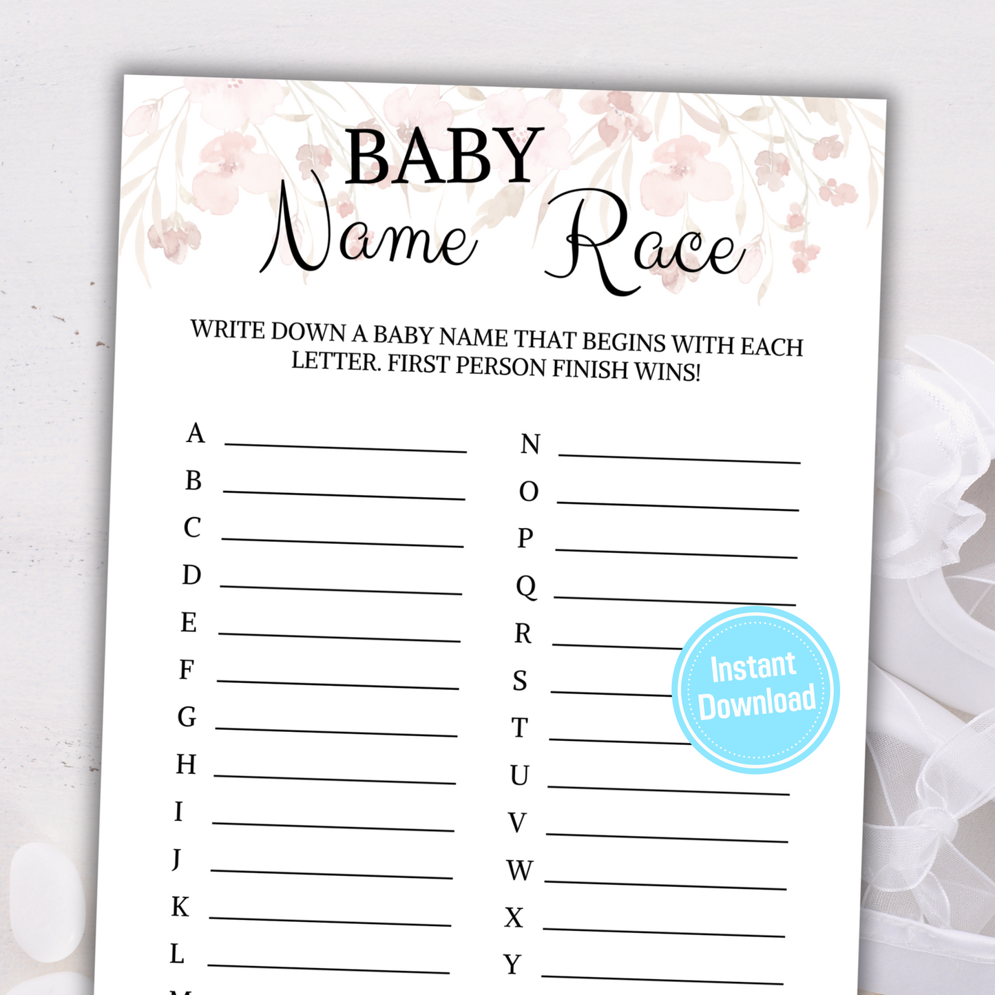 Baby Shower Baby Name Race Game | Baby Name A to Z Game