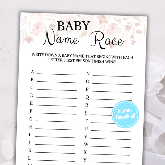 Baby Shower Baby Name Race Game | Baby Name A to Z Game