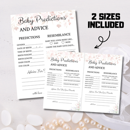Baby Shower Baby Predictions And Advice Card | Advice And Wishes For Parents To Be