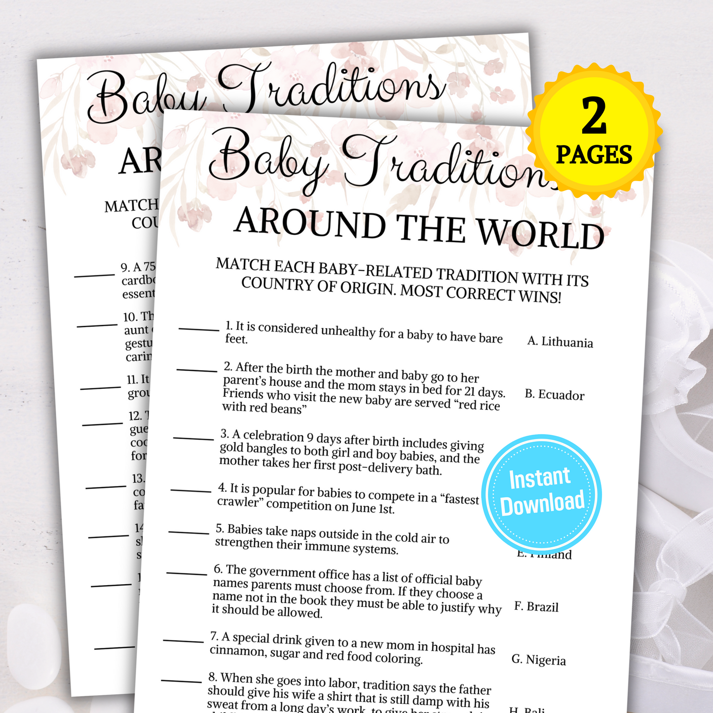 Baby Shower Baby Traditions Around The World Game | Adventure Travel Map Baby Shower Games