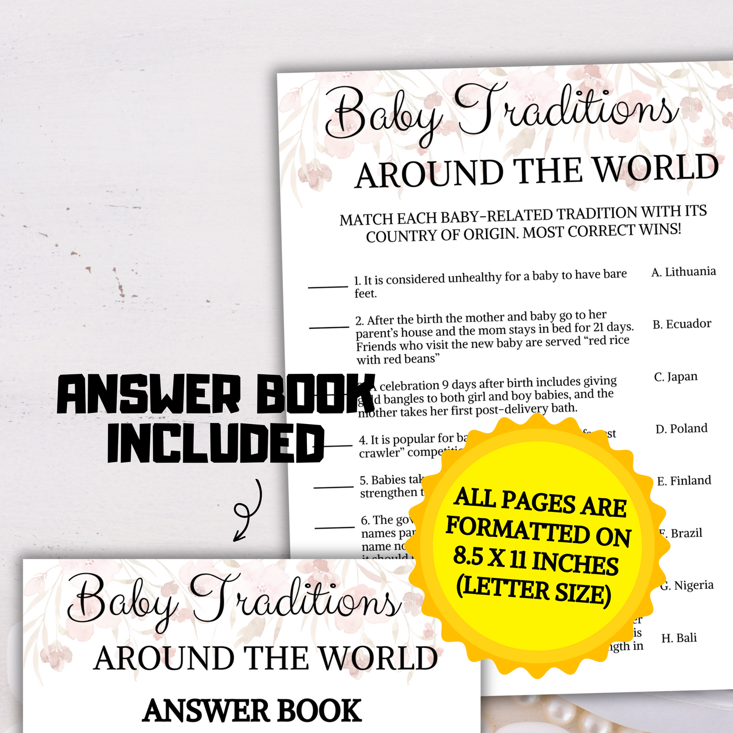 Baby Shower Baby Traditions Around The World Game | Adventure Travel Map Baby Shower Games