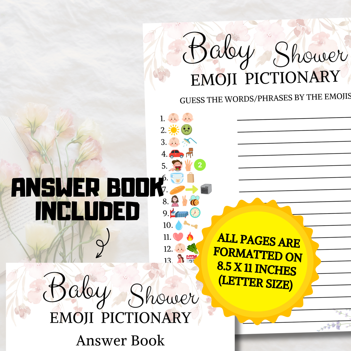 Baby Shower Emoji Pictionary Game | Baby Shower Emoji Game