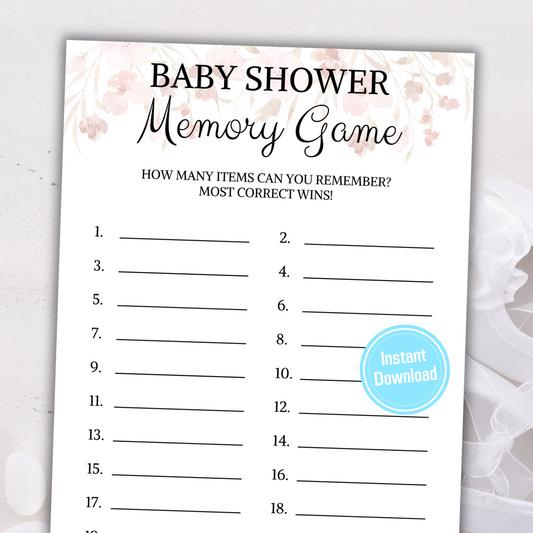 Baby Shower Memory Game | Baby Item Memory Game