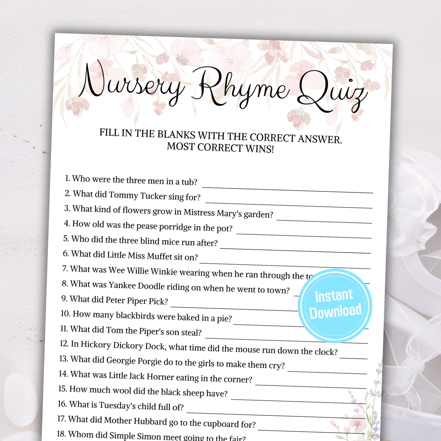 Baby Shower Nursery Rhyme Game | Nursery Rhyme Quiz