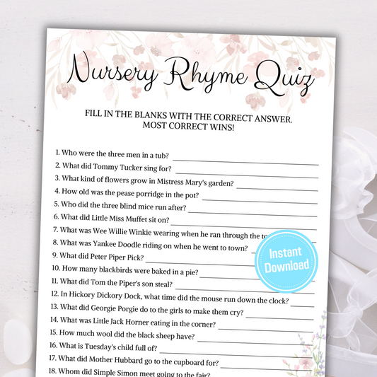 Baby Shower Nursery Rhyme Game | Nursery Rhyme Quiz