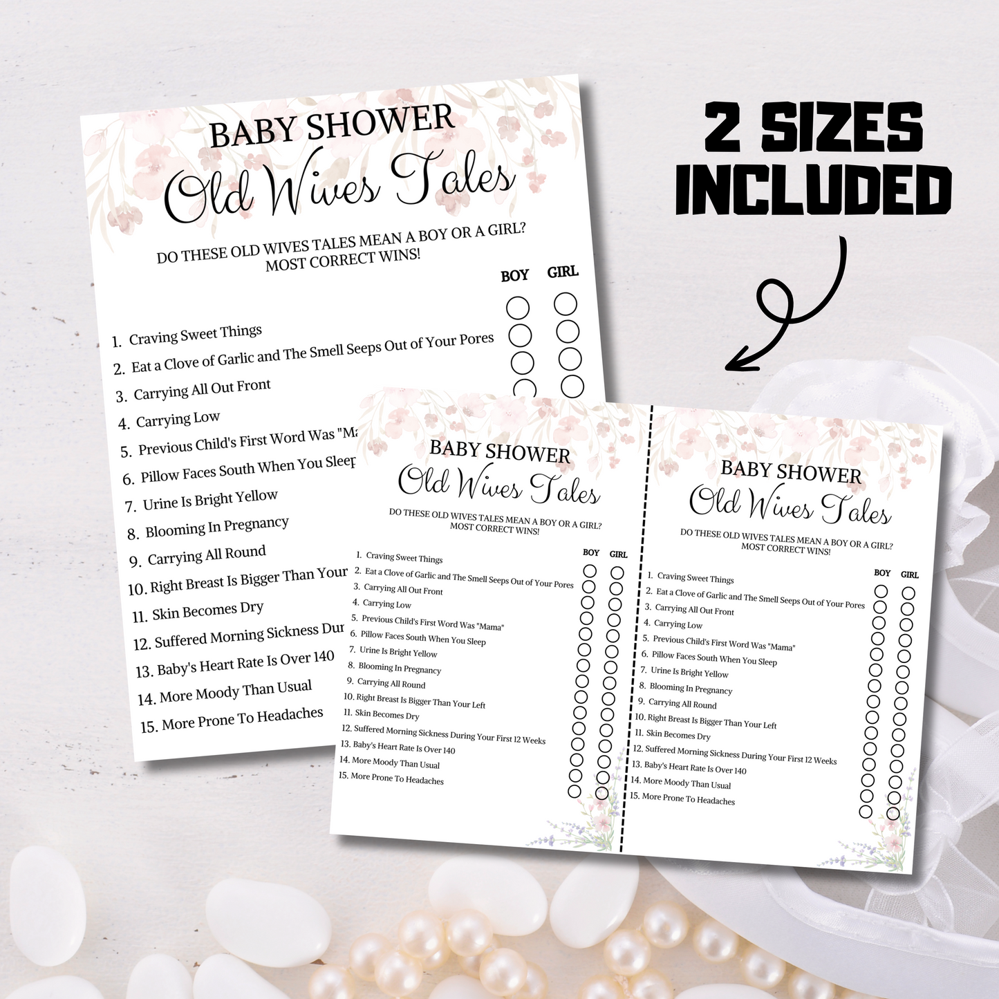 Baby Shower Old Wives Tales Game | Boy or Girl Baby Shower Activity