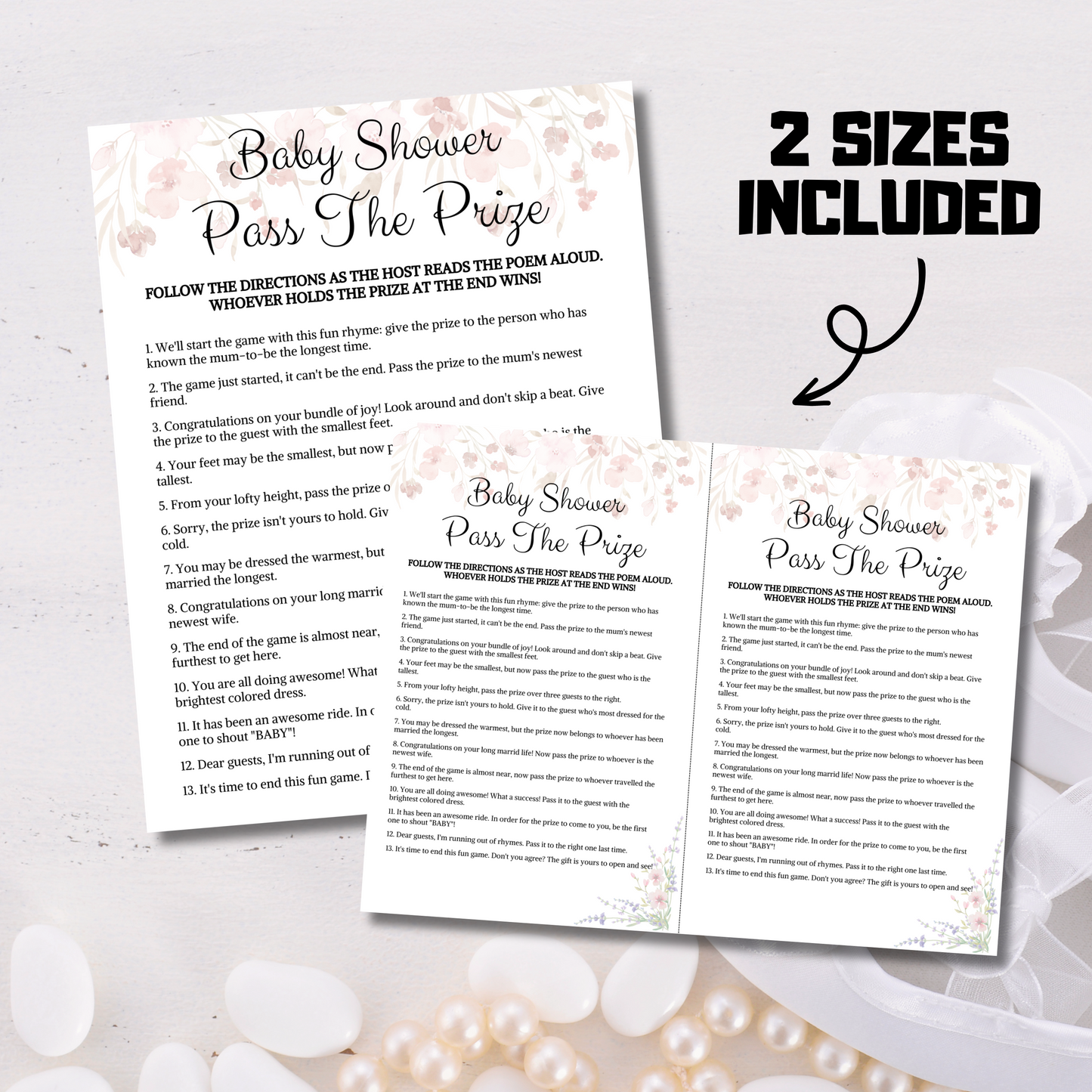 Baby Shower Pass The Prize Rhyme Game | Pass The Gift DIY Printable