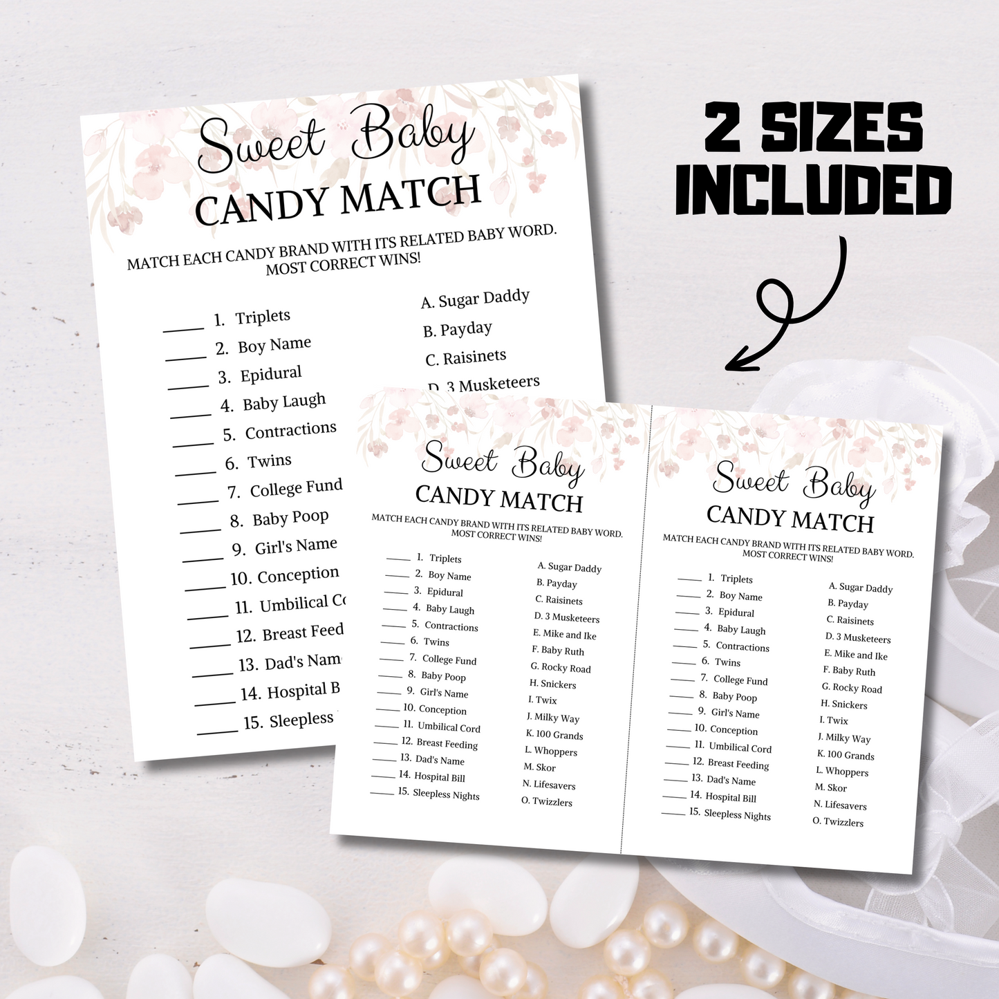 Baby Shower Sweet Baby Candy Match Game | Baby Shower Candy Game