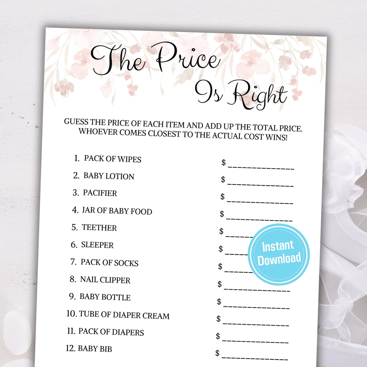 Baby Shower The Price Is Right Game | Minimalist Baby Price Is Right