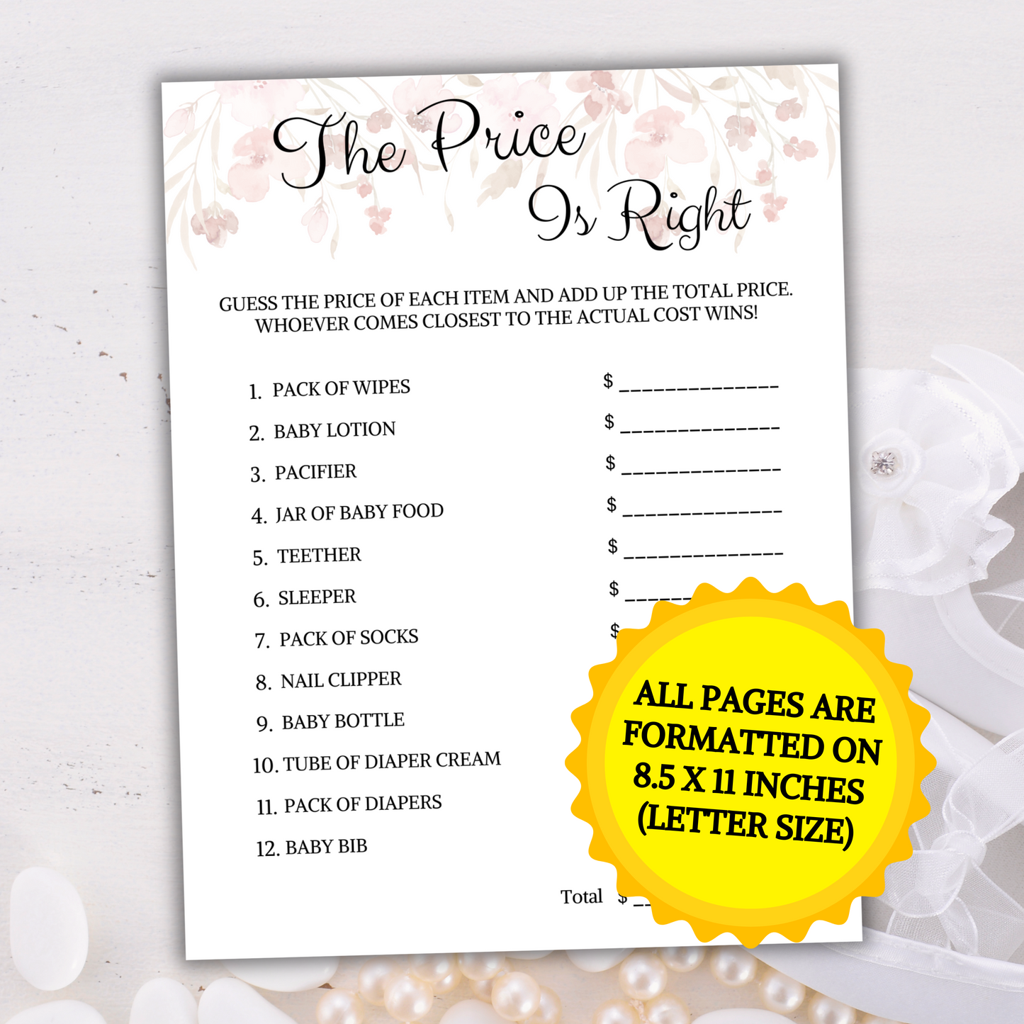 Baby Shower The Price Is Right Game | Minimalist Baby Price Is Right