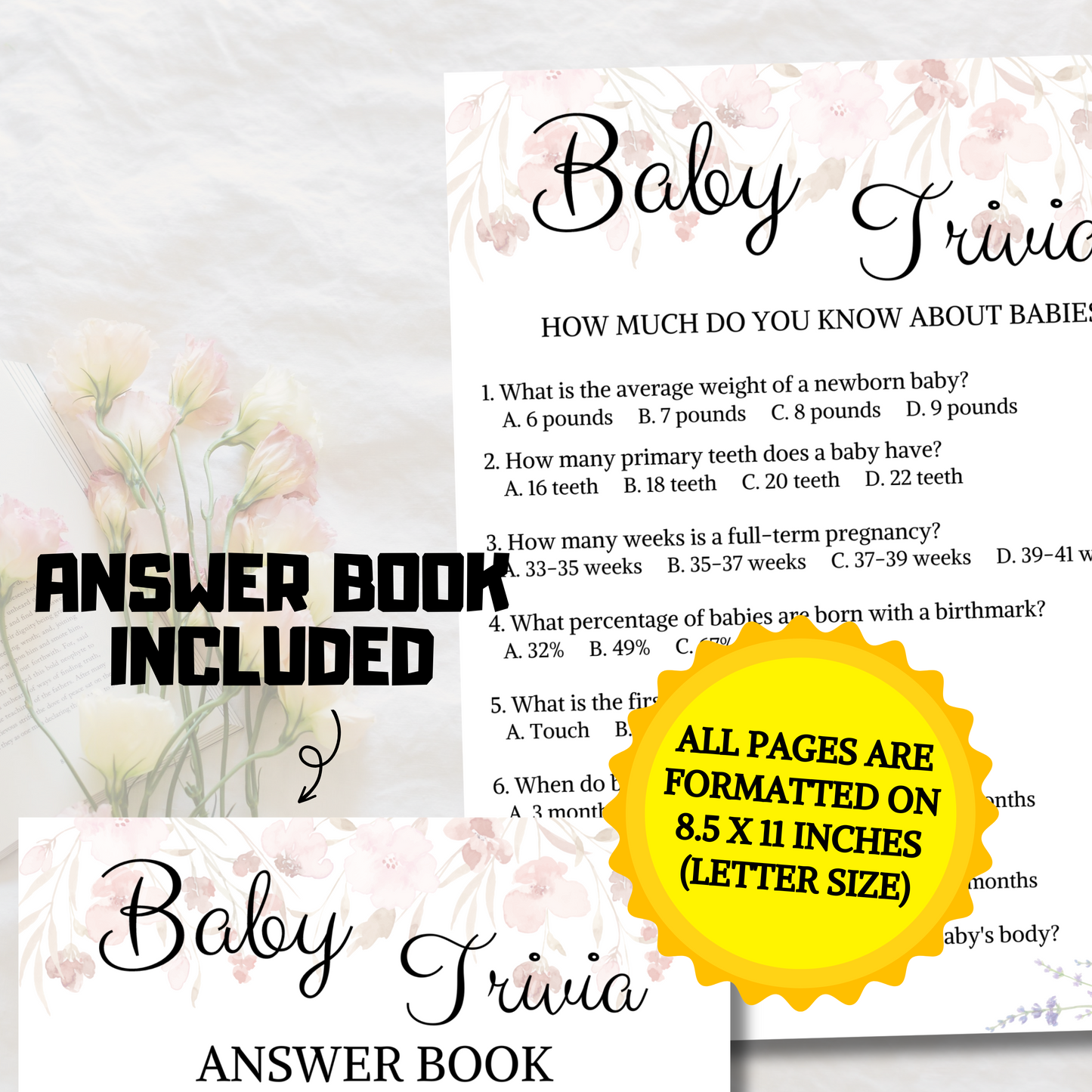 Baby Trivia Game | Baby Shower Printable Trivia Game