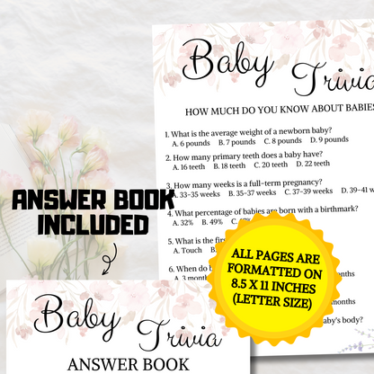 Baby Trivia Game | Baby Shower Printable Trivia Game