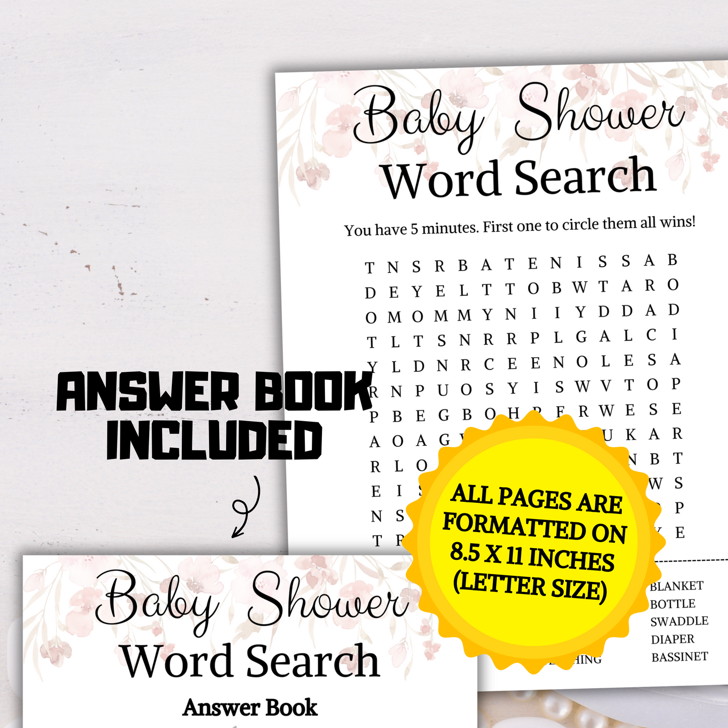 Baby Shower Word Search Game | Word Search Puzzle Game