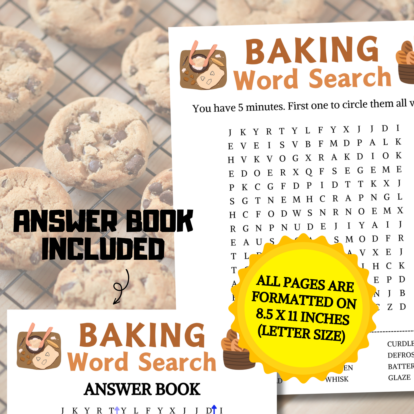 Baking Word Search Game | Minimalist Baking Party Word Find Game