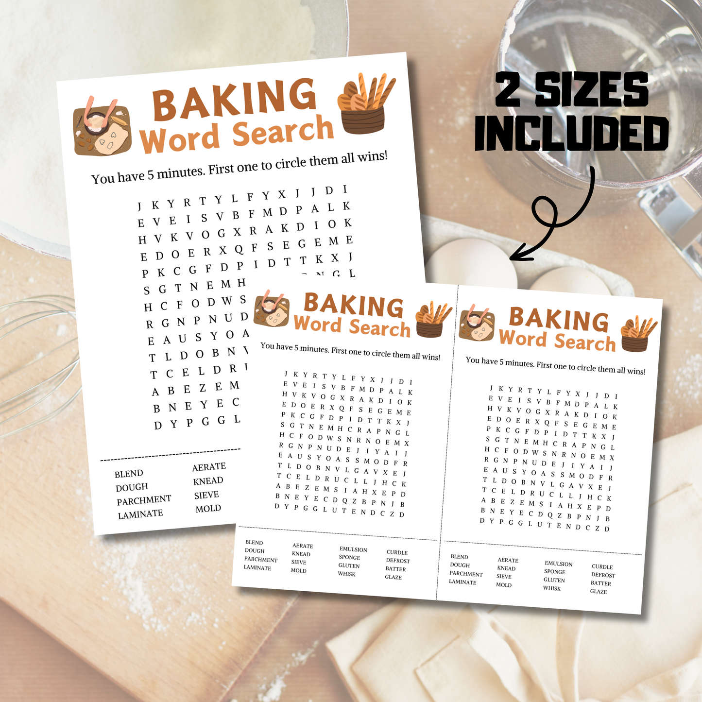 Baking Word Search Game | Minimalist Baking Party Word Find Game