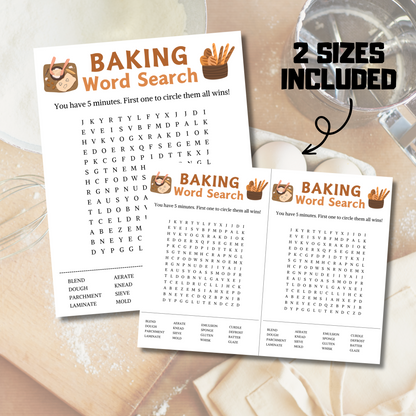 Baking Word Search Game | Minimalist Baking Party Word Find Game