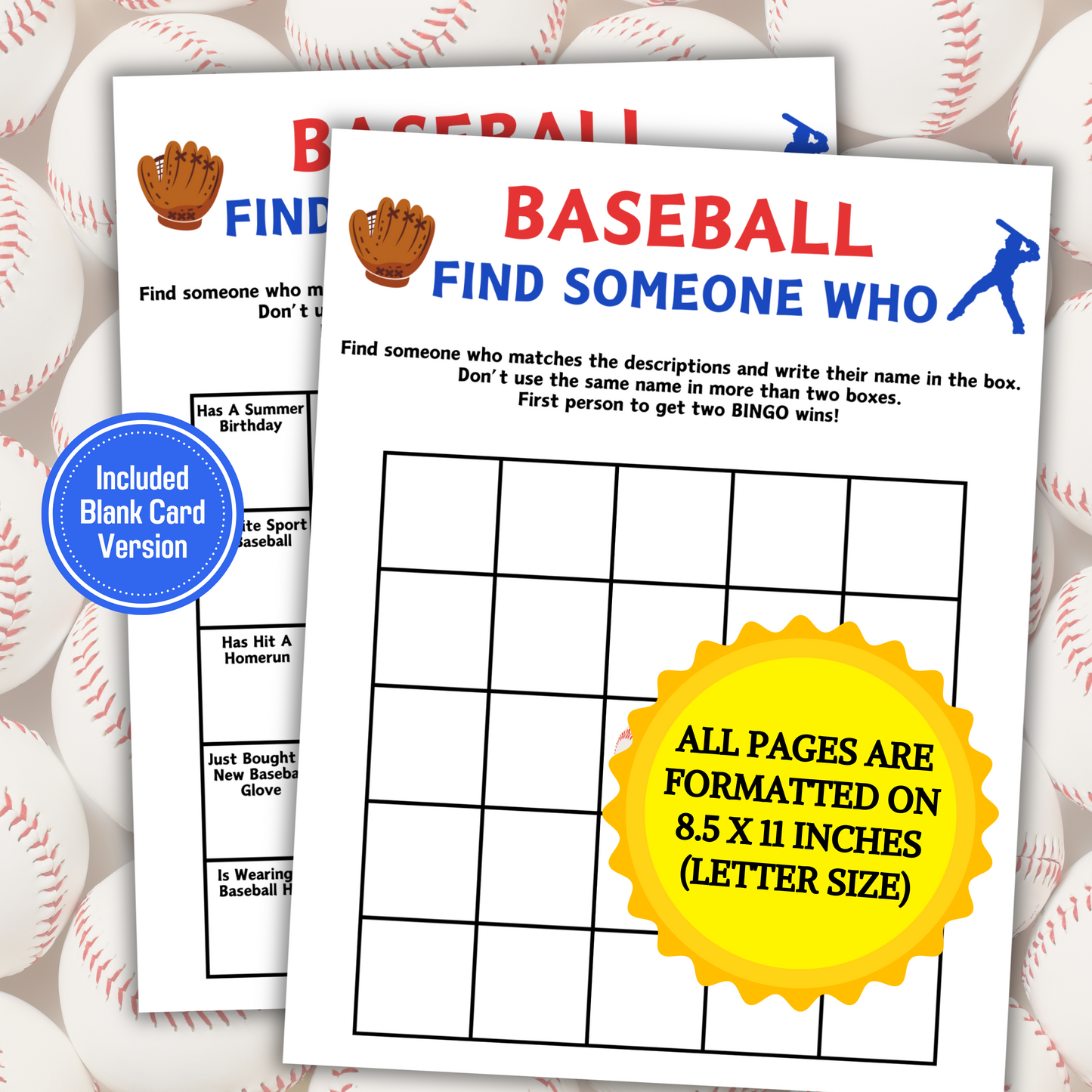 Baseball Find Someone Who Game | Printable Find The Guest Bingo