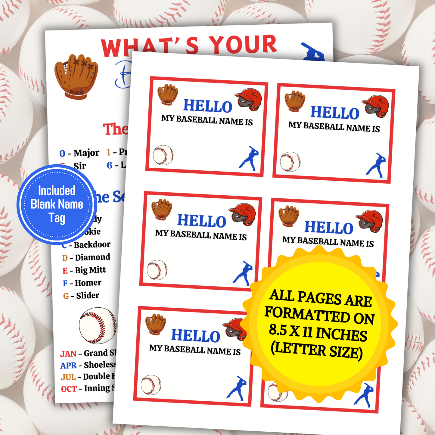 Baseball Games Bundle | Printable Baseball Team Party Game