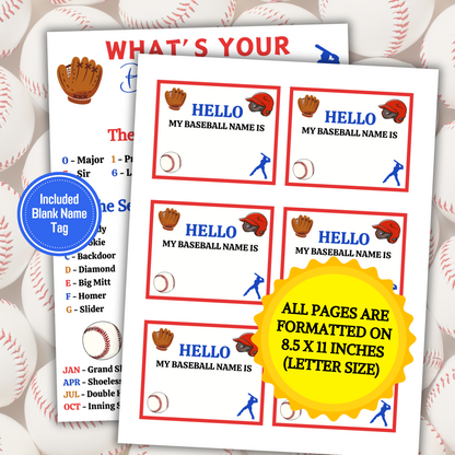 Baseball Games Bundle | Printable Baseball Team Party Game