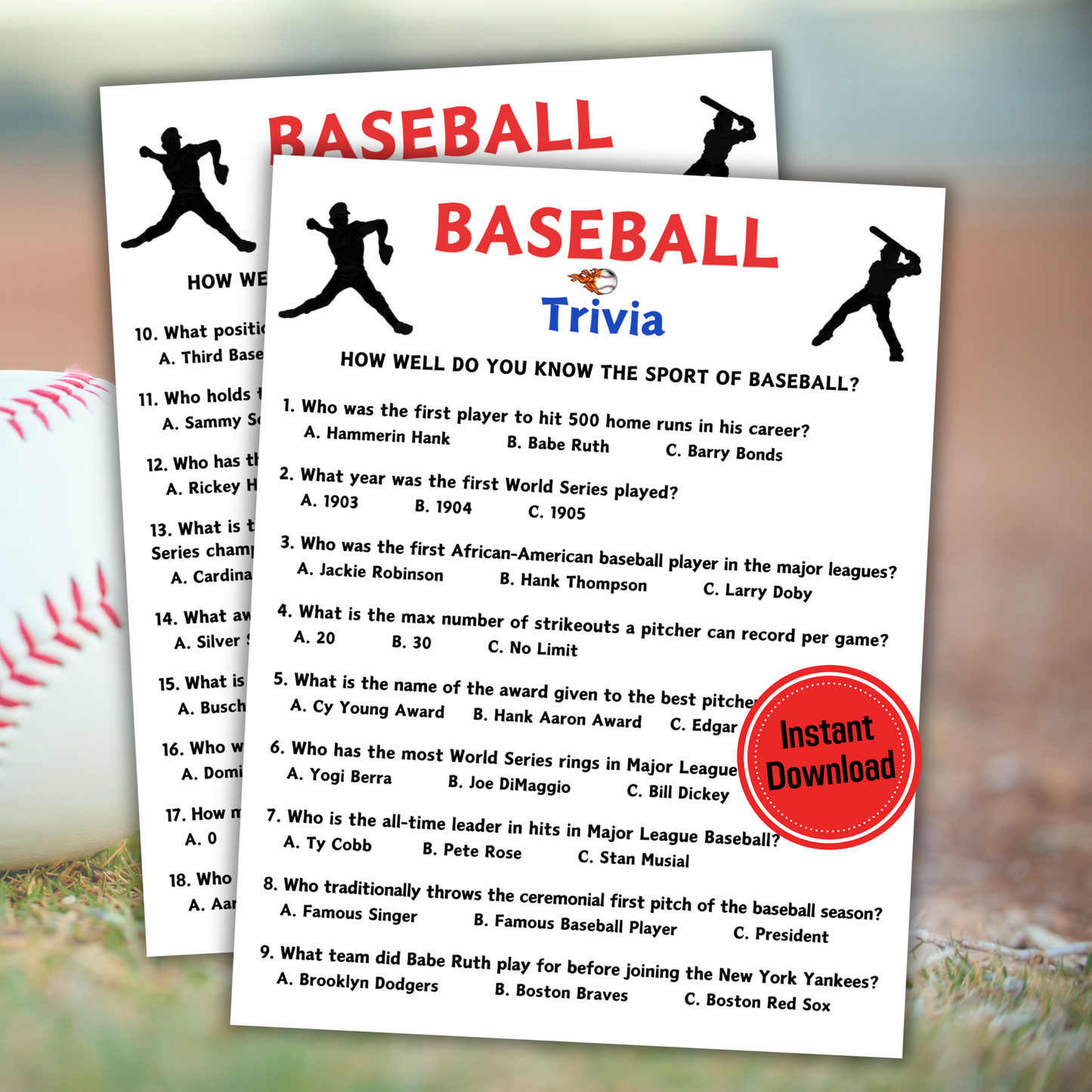 Baseball Trivia Game | MLB Trivia Game for Kids & Adults