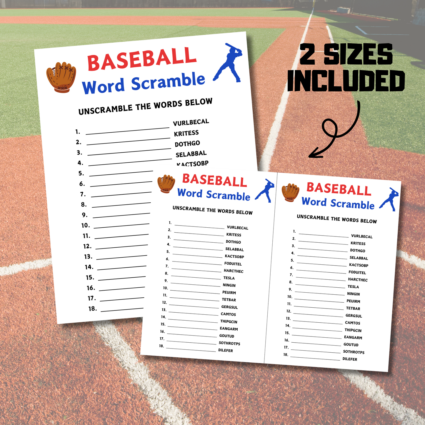 Baseball Word Scramble Game | Printable Baseball Team Word Game