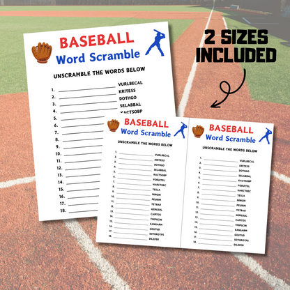 Baseball Word Scramble Game | Printable Baseball Team Word Game
