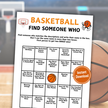 Basketball Find Someone Who Game | Basketball Team Find The Guest Bingo