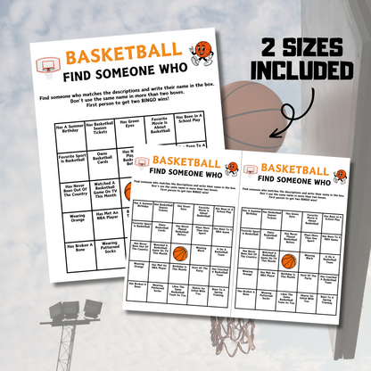Basketball Find Someone Who Game | Basketball Team Find The Guest Bingo